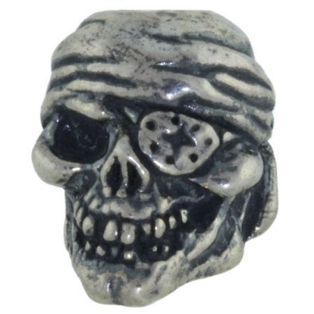 (image for) One-Eyed Jack Skull Bead in Solid .925 Sterling Silver by Schmuckatelli Co.