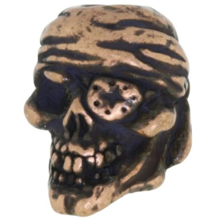 (image for) One-Eyed Jack Skull Bead in Roman Copper Oxide Finish by Schmuckatelli Co.