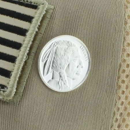 (image for) Buffalo Nickel Design .999 Pure Silver 1/4 Oz. Pin By Barter Wear