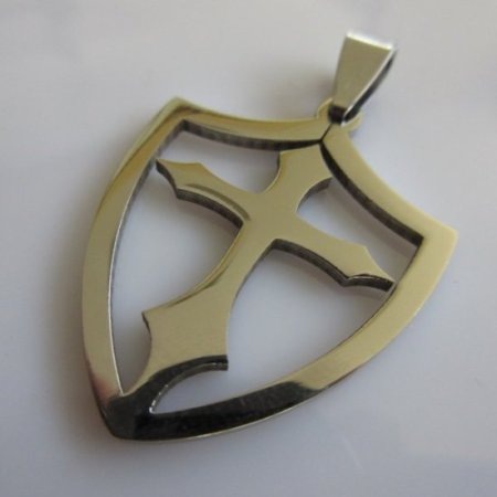 (image for) Open Shield Cross Pendant ~ Stainless Steel