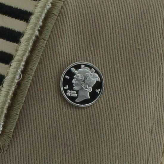 (image for) Mercury Dime Design .999 Pure Silver 1 Gram Pin By Barter Wear