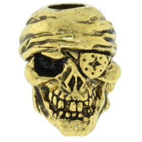 One-Eyed Jack Skull Bead in 18K Antique Gold Finish by Schmuckatelli Co.