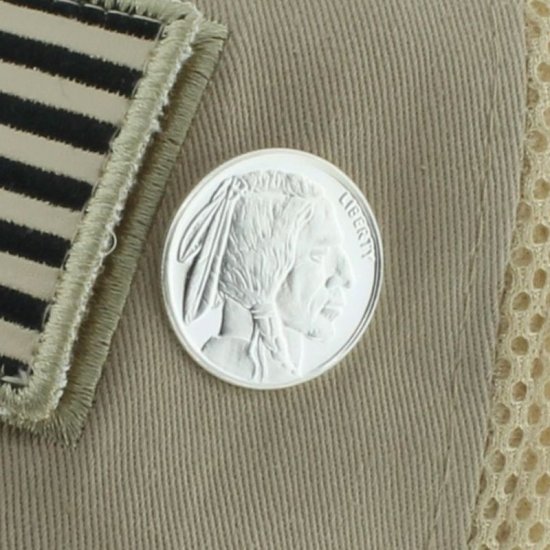 (image for) Buffalo Nickel Design .999 Pure Silver 1/4 Oz. Pin By Barter Wear