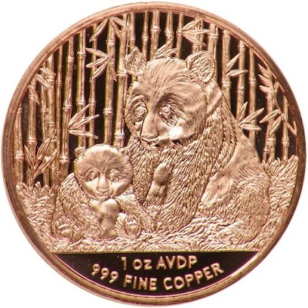 (image for) Panda 1 oz .999 Pure Copper Round