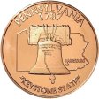(image for) Pennsylvania 1787 "Keystone State" w/Liberty Bell 1 oz .999 Pure Copper Round