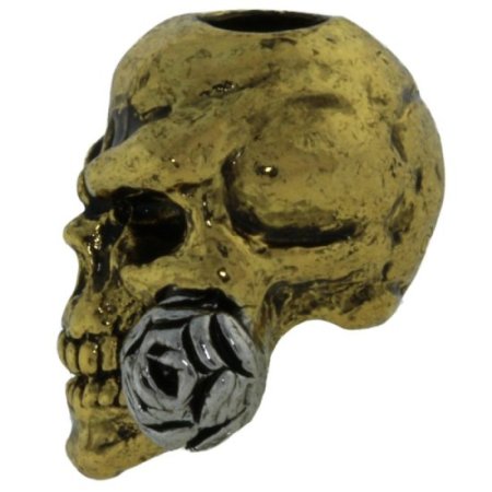 (image for) Rose Skull Bead in Antique 18K Gold/ Rhodium Finish by Schmuckatelli Co.