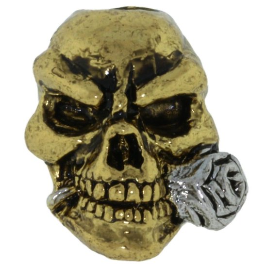 (image for) Rose Skull Bead in Antique 18K Gold/ Rhodium Finish by Schmuckatelli Co.