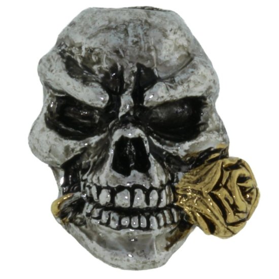 (image for) Rose Skull Bead in Rhodium/Antique 18K Gold Finish by Schmuckatelli Co.