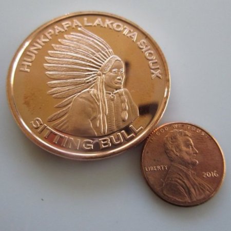 (image for) Sitting Bull 1 oz .999 Pure Copper Round