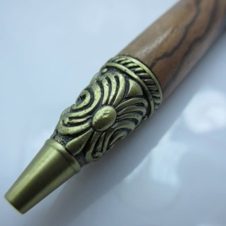 (image for) Skeleton Key Pen in (Zebra Wood) Antique Brass