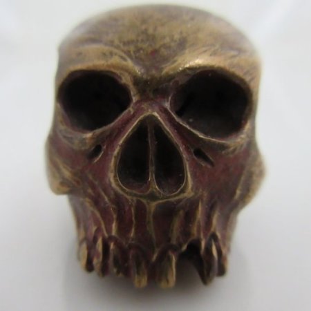 (image for) Custom Large Bronze Skull With Sterling Silver Spade by Sosa Beadworx