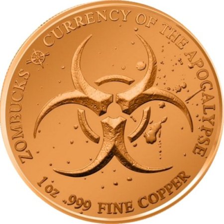 (image for) Starving Liberty 1 oz .999 Pure Copper Round (7th Design of the Zombucks Series)