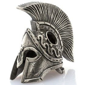Spartan Helmet Bead in Nickel Silver by Russki Designs