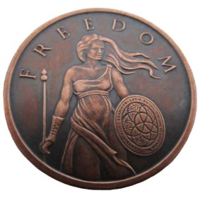 Standing Freedom 1 oz .999 Pure Copper Round (2016 Silver Shield) (Black Patina)