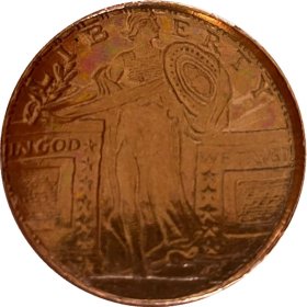 Standing Liberty 5 oz .999 Pure Thick Copper Round Bar