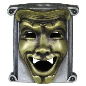 Theatrical Mask (.925 Sterling Silver Base - Brass Masks) By Techno Silver