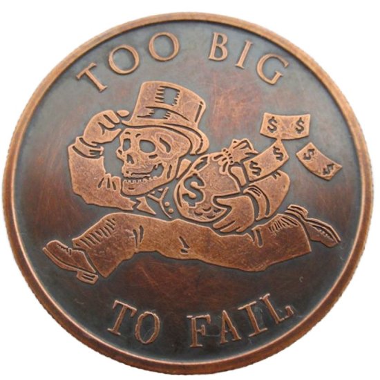 (image for) Too Big To Fail 1 oz .999 Pure Copper Round (2016 Silver Shield) (Black Patina)