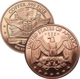 US Quarter (No Date Obverse) 1 oz .999 Pure Copper Round