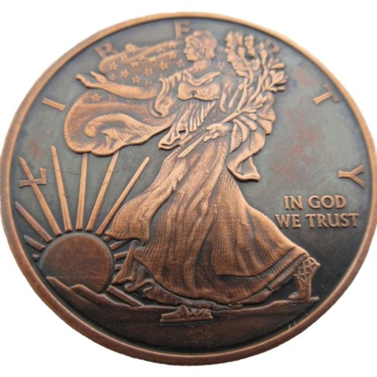 (image for) Walking Liberty 1 oz .999 Pure Copper Round (Presston Mint) (Black Patina)