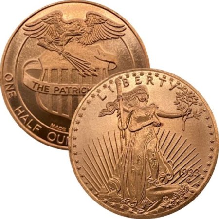 (image for) 1933 Saint Gaudens (Patrick Mint) 1/2 oz .999 Pure Copper Round