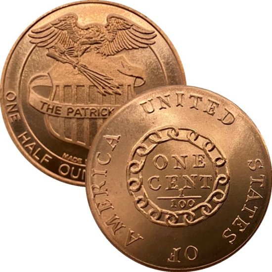 (image for) 1793 Chain Cent (Patrick Mint) 1/2 oz .999 Pure Copper Round