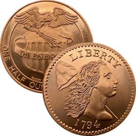1794 Cent (Patrick Mint) 1/2 oz .999 Pure Copper Round