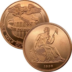 1836 Gobrecht Dollar (Patrick Mint) 1/2 oz .999 Pure Copper Round