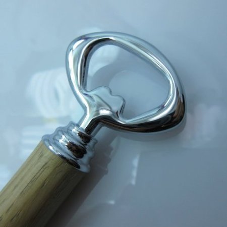 (image for) Hand Turned 2-In-1 Bottle Opener and Wine Corkscrew (White Oak) Chrome