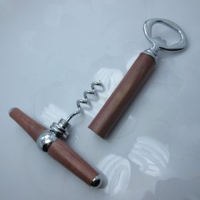 Hand Turned 2-In-1 Bottle Opener and Wine Corkscrew (Red Heart) Chrome