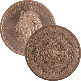 Aztec Calendar 2 oz .999 Pure Copper Round