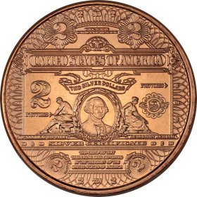 $2. Washington Design Note 1 oz .999 Pure Copper Round