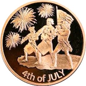 4th of July Independence Day ~ Holiday Series 1 oz .999 Pure Copper Round