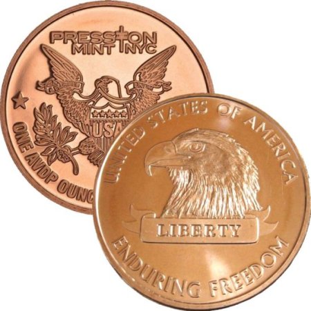 (image for) American Eagle (Enduring Freedom Series) 1 oz .999 Pure Copper Round (Presston Mint)