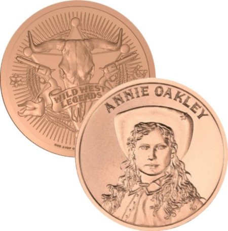 (image for) Annie Oakley (Wild West Reverse) 1 oz .999 Pure Copper Round