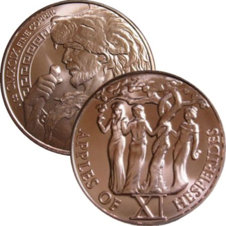 (image for) Apples Of Hesperides 1 oz .999 Pure Copper Round (11th Design of the 12 Labors of Hercules Series)