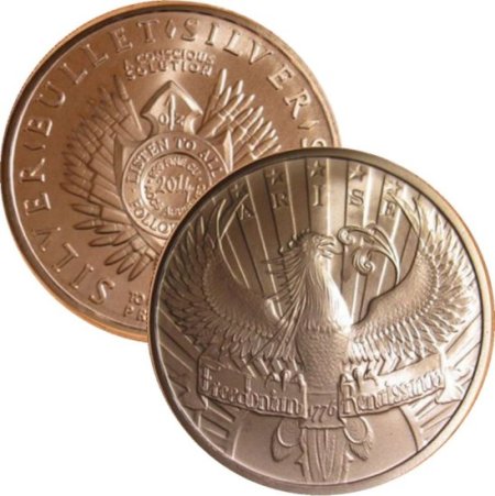 (image for) Arise (AOCS) (2014) 1 oz .999 Pure Copper Round (Silver Bullet - Silver Shield)  