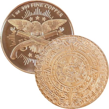 (image for) The Aztec Calendar ~ The End is Near (2013) 1 oz .999 Pure Copper Round