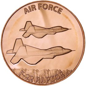 Air Force F-22 Raptor 1 oz .999 Pure Copper Round