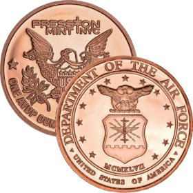 Air Force (Presston Mint) 1 oz .999 Pure Copper Round