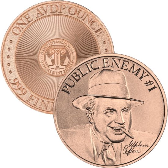 (image for) Al Capone 1 oz .999 Pure Copper Round (Intaglio Mint)