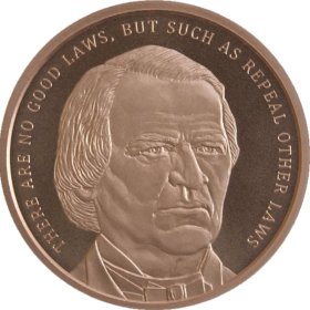 Andrew Johnson #135 (2019 Silver Shield - Mini Mintage) 1 oz .999 Pure Copper Round