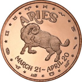 Aries ~ Zodiac Sign Series 1 oz .999 Pure Copper Round