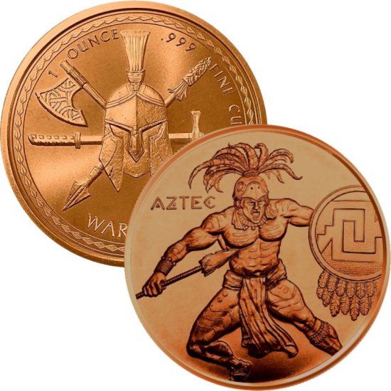 The Aztec #2 (Warrior Series) 1 oz .999 Pure Copper Round 