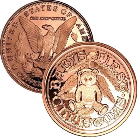 (image for) Baby's First Christmas (Sunshine Mint) 1 oz .999 Pure Copper Rounds