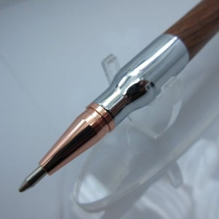 (image for) 30 Caliber Bolt Action Bullet Pen in (East Indian Rosewood) Chrome/Rose Gold