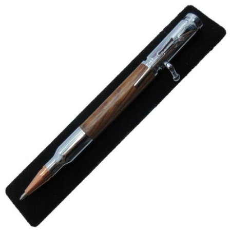 (image for) 30 Caliber Bolt Action Bullet Pen in (East Indian Rosewood) Chrome/Rose Gold