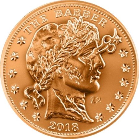 (image for) The Barber 1 oz .999 Pure Copper Round (4th Design of the Zombucks Series)