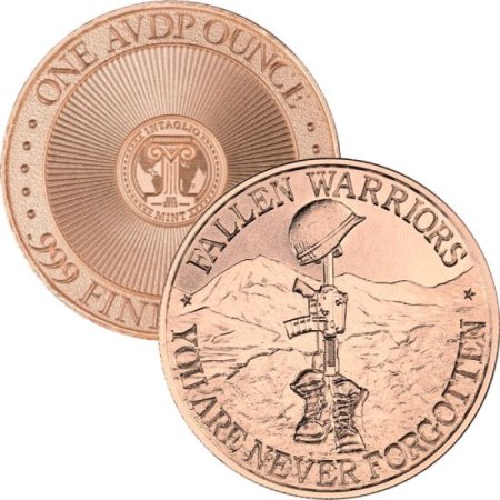 (image for) Battlefield Cross 1 oz .999 Pure Copper Round (Intaglio Mint)