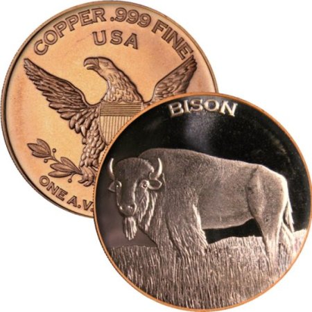 (image for) Bison (Eagle Reverse) 1 oz .999 Pure Copper Round