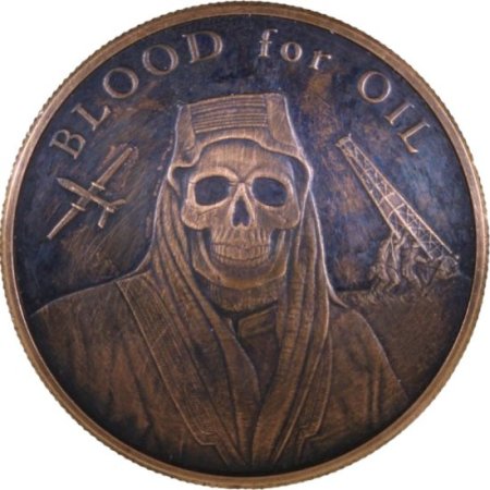 (image for) Blood For Oil #26 (2017 Silver Shield Mini Mintage) 1 oz .999 Pure Copper Round (Black Patina)